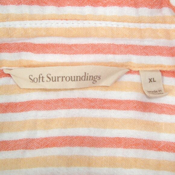 Soft Surroundings Womens Orange Striped Escambia Gauze Tunic Shirt - Picture 3 of 10